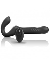 Черный безремневой страпон с вибрацией и возвратно-поступательными движениями - 24 см. - Ibiza - купить с доставкой в Санкт-Петербурге
