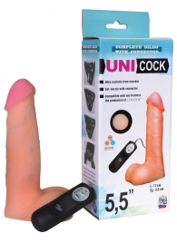 Фаллическая насадка Харнесс UNICOCK 5,5  с вибрацией - 17 см. - LOVETOY (А-Полимер) - купить с доставкой в Санкт-Петербурге