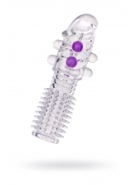 Гелевая прозрачная насадка с шариками и шипами - 14 см. - Toyfa Basic - в Санкт-Петербурге купить с доставкой