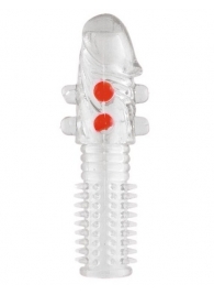 Гелевая прозрачная насадка с шариками и шипами - 14 см. - Toyfa Basic - в Санкт-Петербурге купить с доставкой