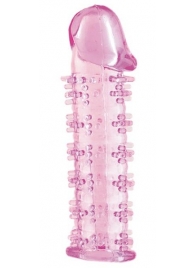 Гелевая розовая насадка на фаллос с шипами - 12 см. - Toyfa Basic - в Санкт-Петербурге купить с доставкой