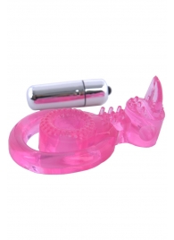 Розовая вибронасадка со стимулятор клитора   Язычок - Toyfa Basic - в Санкт-Петербурге купить с доставкой