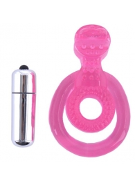 Розовая вибронасадка со стимулятор клитора   Язычок - Toyfa Basic - в Санкт-Петербурге купить с доставкой