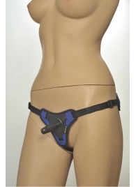 Сине-чёрные трусики с плугом Kanikule Strap-on Harness Anatomic Thong - Kanikule - купить с доставкой в Санкт-Петербурге