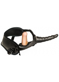 Женский страпон с чёрной насадкой и вагинальной пробкой - 17,5 см. - LOVETOY (А-Полимер) - купить с доставкой в Санкт-Петербурге