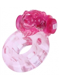 Розовое эрекционное виброкольцо  Медвежонок - White Label - в Санкт-Петербурге купить с доставкой