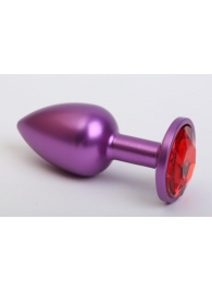 Фиолетовая анальная пробка с красным стразом - 7,6 см. - 4sexdreaM - купить с доставкой в Санкт-Петербурге