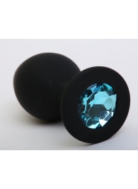 Чёрная силиконовая пробка с голубым стразом - 9,5 см. - 4sexdreaM - купить с доставкой в Санкт-Петербурге