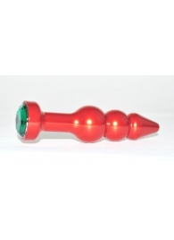 Красная анальная ёлочка с зеленым кристаллом - 11,2 см. - 4sexdreaM - купить с доставкой в Санкт-Петербурге