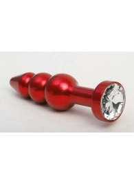 Красная анальная ёлочка с прозрачным кристаллом - 11,2 см. - 4sexdreaM - купить с доставкой в Санкт-Петербурге