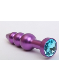 Фиолетовая фигурная анальная ёлочка с голубым кристаллом - 11,2 см. - 4sexdreaM - купить с доставкой в Санкт-Петербурге