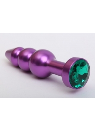 Фиолетовая фигурная анальная ёлочка с зелёным кристаллом - 11,2 см. - 4sexdreaM - купить с доставкой в Санкт-Петербурге