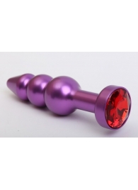 Фиолетовая фигурная анальная ёлочка с красным кристаллом - 11,2 см. - 4sexdreaM - купить с доставкой в Санкт-Петербурге