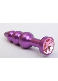 Фиолетовая фигурная анальная ёлочка с розовым кристаллом - 11,2 см. - 4sexdreaM - купить с доставкой в Санкт-Петербурге