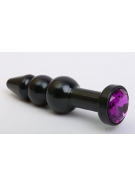 Чёрная анальная ёлочка с фиолетовым кристаллом - 11,2 см. - 4sexdreaM - купить с доставкой в Санкт-Петербурге
