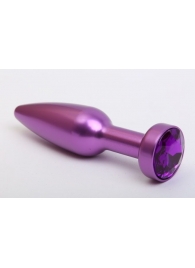 Фиолетовая анальная пробка с фиолетовым стразом - 11,2 см. - 4sexdreaM - купить с доставкой в Санкт-Петербурге
