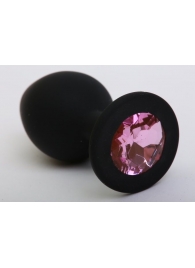 Чёрная силиконовая пробка с розовым стразом - 8,2 см. - 4sexdreaM - купить с доставкой в Санкт-Петербурге