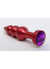 Красная анальная ёлочка с фиолетовым кристаллом - 11,2 см. - 4sexdreaM - купить с доставкой в Санкт-Петербурге