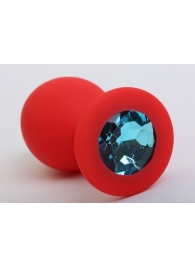 Красная силиконовая пробка с голубым стразом - 8,2 см. - 4sexdreaM - купить с доставкой в Санкт-Петербурге