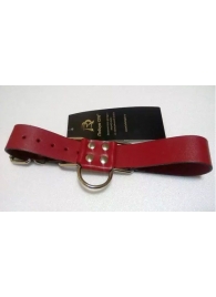 Широкие красные ременные наручники с полукольцом - Подиум - купить с доставкой в Санкт-Петербурге