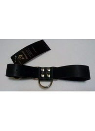 Чёрные широкие ременные наручники с полукольцом - Подиум - купить с доставкой в Санкт-Петербурге