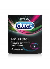 Рельефные презервативы с анестетиком Durex Dual Extase - 3 шт. - Durex - купить с доставкой в Санкт-Петербурге