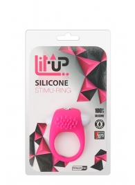 Розовое эрекционное кольцо с щеточкой LIT-UP SILICONE STIMU RING 5 - Dream Toys - в Санкт-Петербурге купить с доставкой