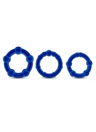 Набор из 3 синих эрекционных колец Stay Hard Beaded Cockrings - Blush Novelties - в Санкт-Петербурге купить с доставкой