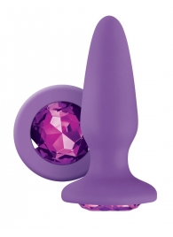 Фиолетовая анальная пробка с фиолетовым кристаллом Glams Purple Gem - 10,4 см. - NS Novelties - купить с доставкой в Санкт-Петербурге