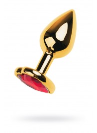 Золотистая анальная пробка с кристаллом-сердцем - 7,5 см. - ToyFa - купить с доставкой в Санкт-Петербурге