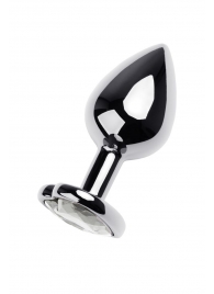 Серебристая анальная пробка с прозрачным кристаллом-сердцем - 8 см. - ToyFa - купить с доставкой в Санкт-Петербурге