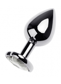 Серебристая анальная пробка с прозрачным кристаллом-сердцем - 8 см. - ToyFa - купить с доставкой в Санкт-Петербурге