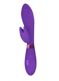 Фиолетовый вибратор Leyla с клиторальным отростком - 20,5 см. - Indeep