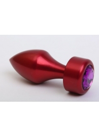 Красная анальная пробка с фиолетовым кристаллом - 7,8 см. - 4sexdreaM - купить с доставкой в Санкт-Петербурге