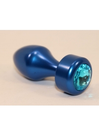 Синяя анальная пробка с голубым кристаллом - 7,8 см. - 4sexdreaM - купить с доставкой в Санкт-Петербурге