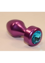 Фиолетовая анальная пробка с голубым кристаллом - 7,8 см. - 4sexdreaM - купить с доставкой в Санкт-Петербурге