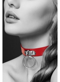 Красный узенький чокер с кольцом - Bijoux Pour Toi - купить с доставкой в Санкт-Петербурге