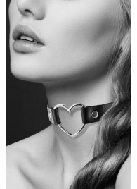 Чёрный чокер с кольцом в форме сердца - Bijoux Pour Toi - купить с доставкой в Санкт-Петербурге