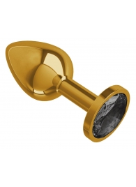 Золотистая анальная втулка с чёрным кристаллом - 7 см. - Джага-Джага - купить с доставкой в Санкт-Петербурге