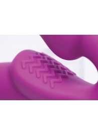 Ярко-розовый безремневой вибрострапон Evoke Vibrating Strapless Silicone Strap-on Dildo - XR Brands - купить с доставкой в Санкт-Петербурге