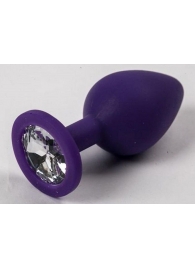 Фиолетовая силиконовая пробка с прозрачным кристаллом - 7,3 см. - Джага-Джага - купить с доставкой в Санкт-Петербурге