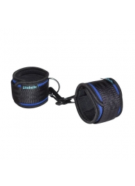 Сине-черные неопреновые наручники с карабинами - Sitabella - купить с доставкой в Санкт-Петербурге
