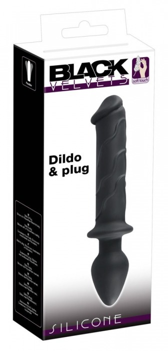 Черный двусторонний стимулятор Dildo   Plug - 22,8 см. - Orion