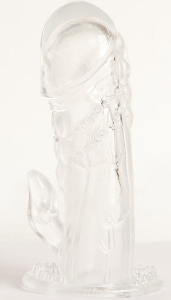 Прозрачная гелевая насадка с клиторальным отростком - 13 см. - Toyfa Basic - в Санкт-Петербурге купить с доставкой