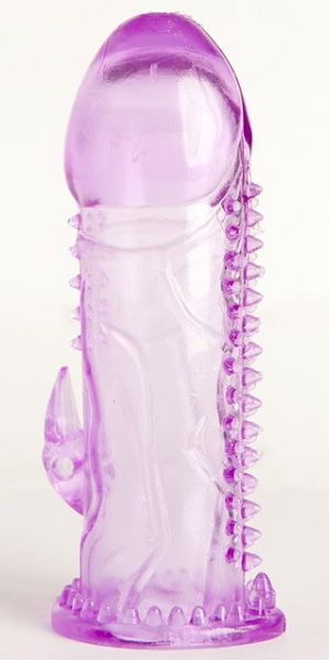 Фиолетовая гелевая насадка с шипами - 13 см. - Toyfa Basic - в Санкт-Петербурге купить с доставкой