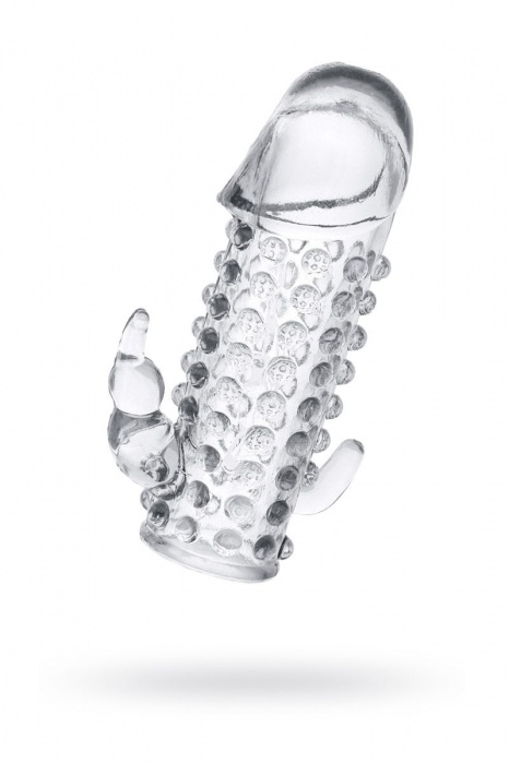 Гелевая прозрачная насадка с 2 отростками - 13 см. - Toyfa Basic - в Санкт-Петербурге купить с доставкой