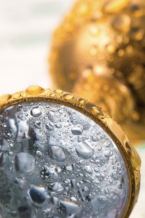 Золотистая маленькая анальная втулка с прозрачным кристаллом - 6 см. - ToyFa - купить с доставкой в Санкт-Петербурге