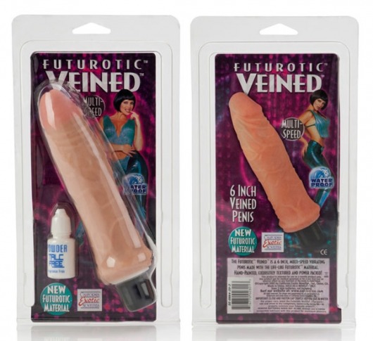 Водонепроницаемый вибромассажер Futurotic Veined Vibrating Dong 5.5  - 16 см. - California Exotic Novelties