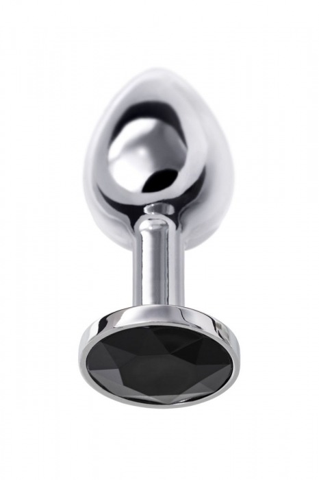 Маленькая серебристая анальная втулка с чёрным кристаллом - 6 см. - ToyFa - купить с доставкой в Санкт-Петербурге