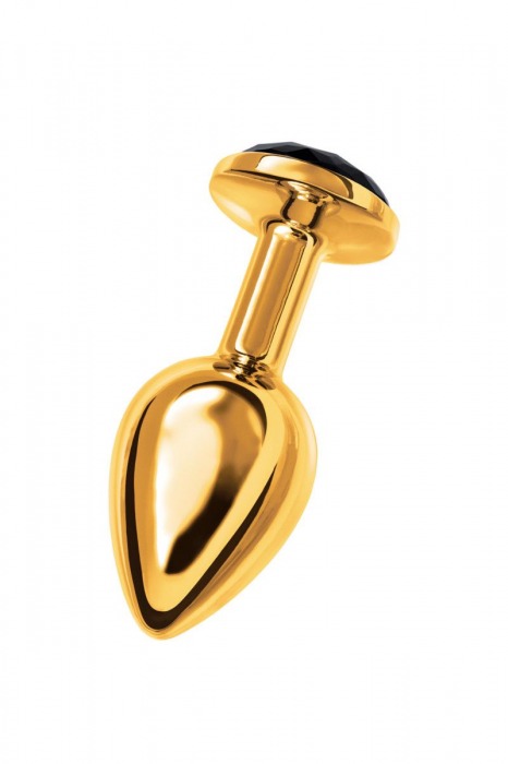 Маленькая золотистая анальная втулка с чёрным кристаллом - 7,2 см. - ToyFa - купить с доставкой в Санкт-Петербурге